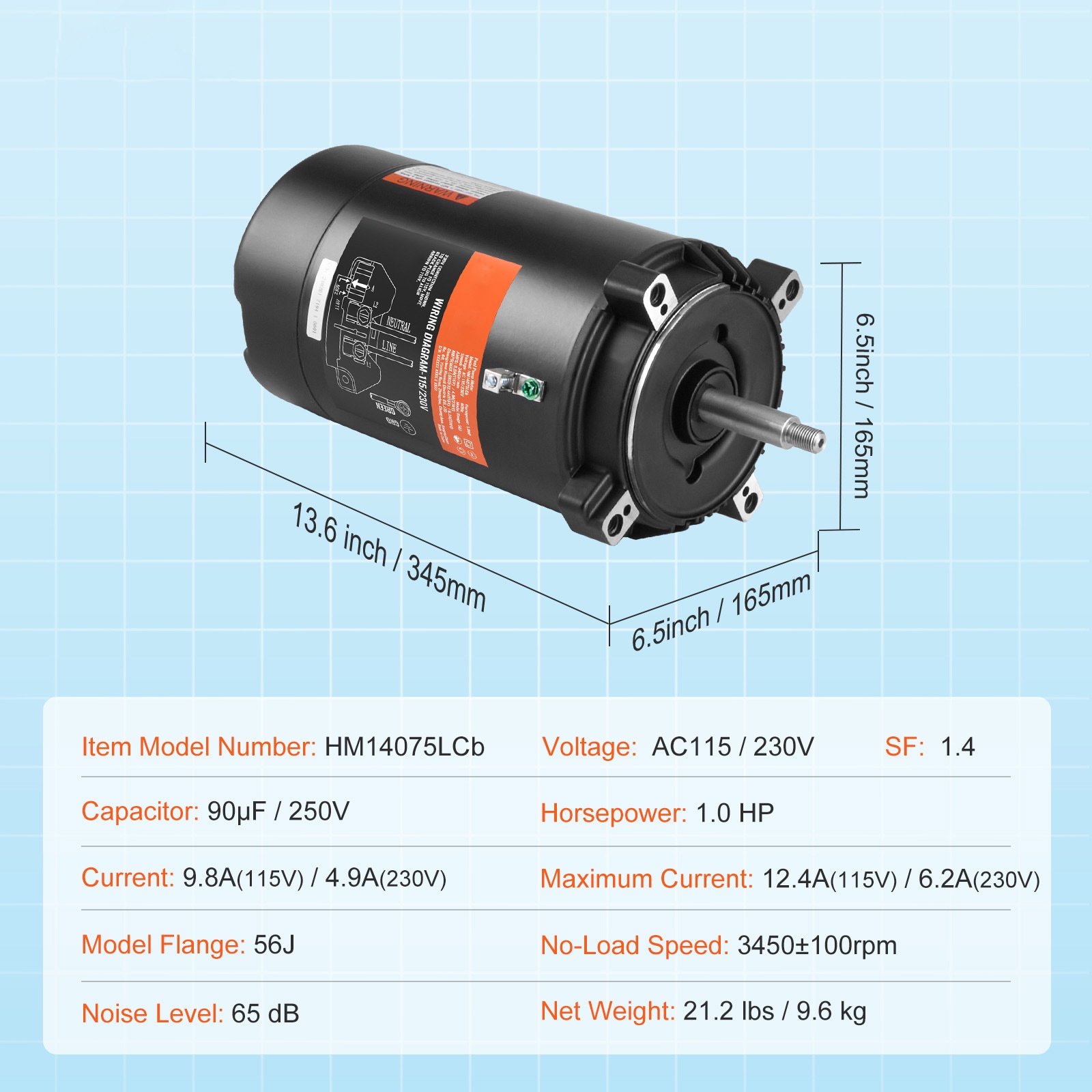 Swimming Pool Pump Motor 1 Hp Round Flange Replacement Motor_voghion.com